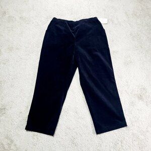 Croft & Barrow Corduroy Pants Women 14P Petite Black Pull-On Stretch Mid Rise